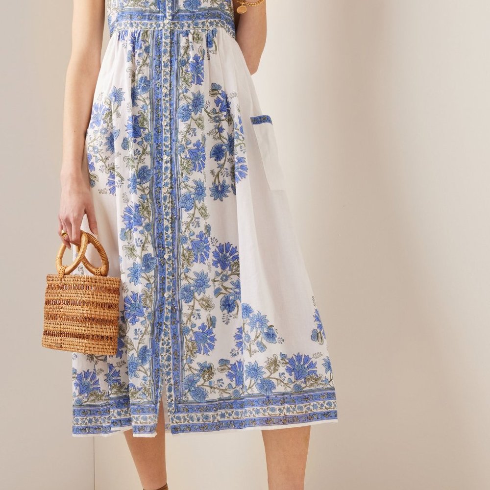 JULIET DUNN  Floral tie-shoulder cotton midi dress Size 1